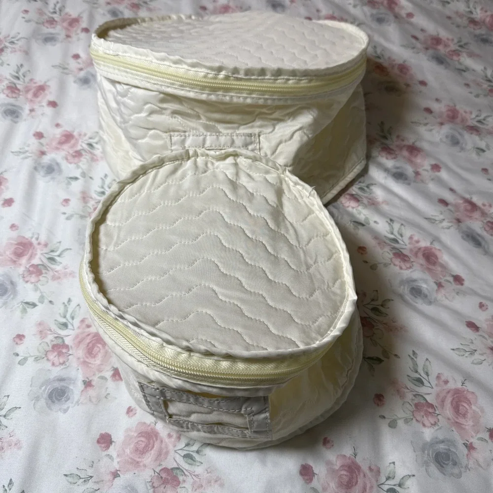 Vintage Quilted Dish Storage Protectors Set of 2 White Kitchen‎ Organizer